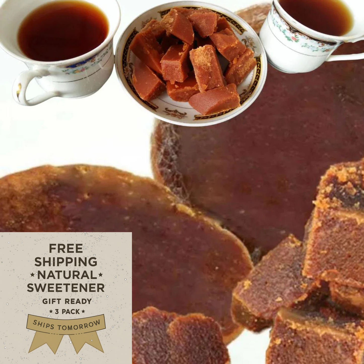 Ceylon Palm Jaggery – 3 x 500g | Authentic Sri Lankan Sweetener | Palm Sugar Free Shipping from Canada